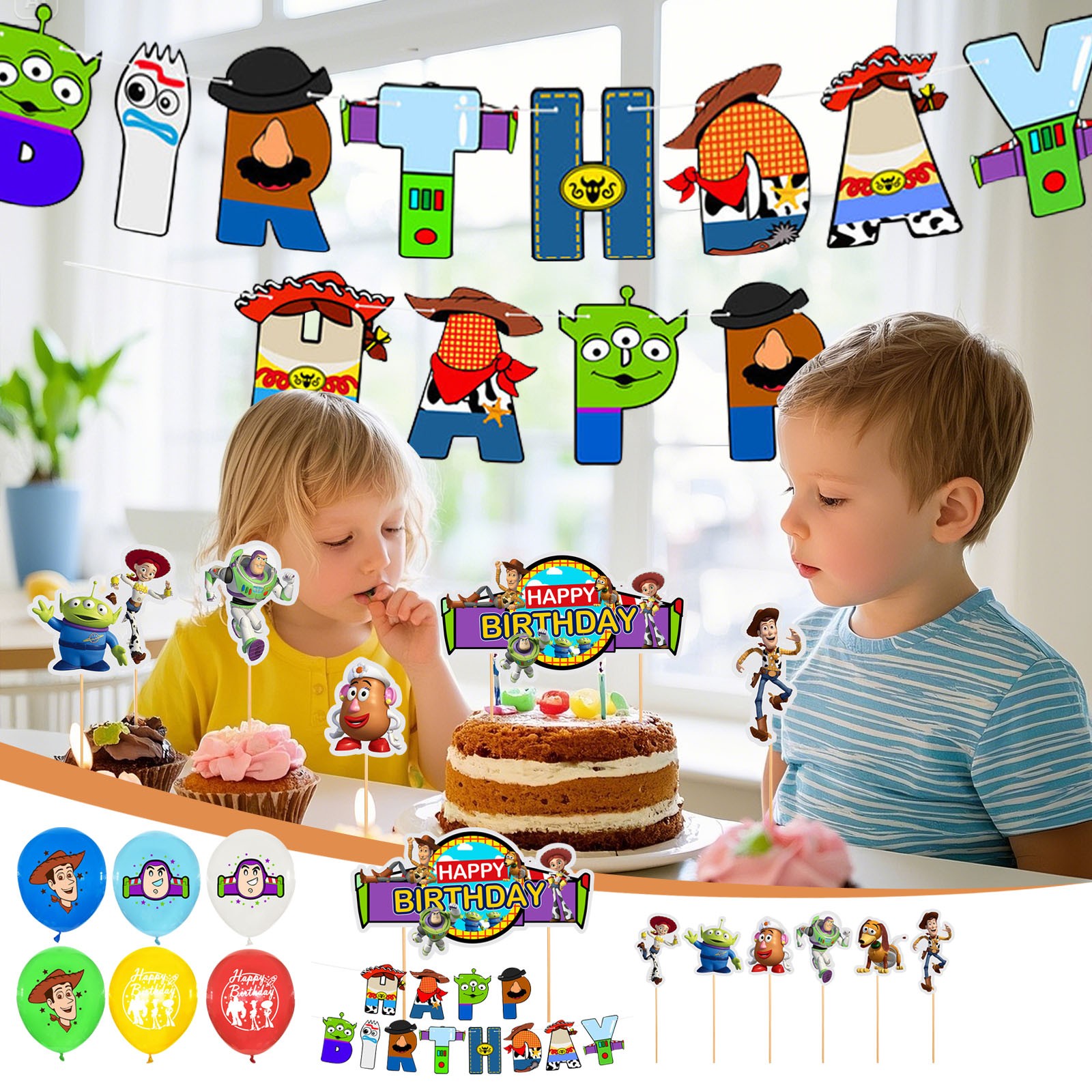 Toy Story Birthday Decorations, Toy Story Party Decorations Including Banner Cake Toppers Cupcake Toppers Balloons Buzz Lightyear Birthday Decorations Birthday Party Supplies